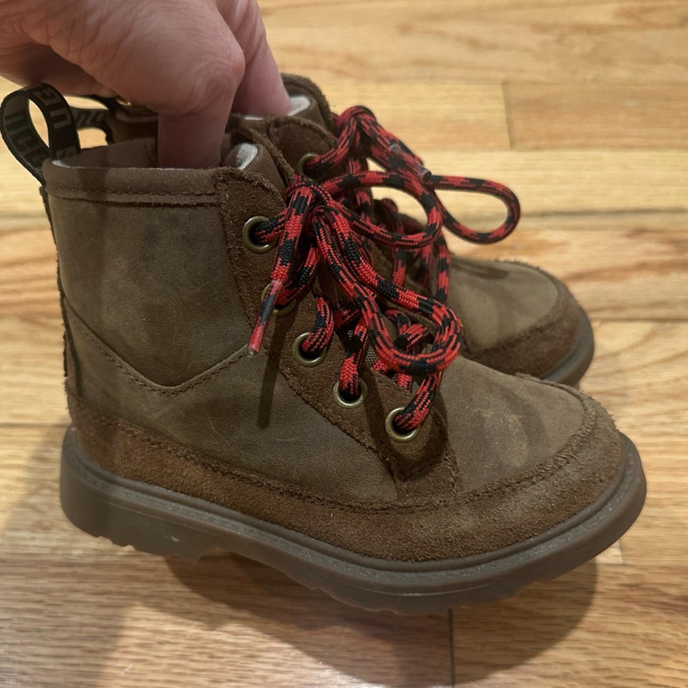 UGG Brown Kids Boots with Red Laces